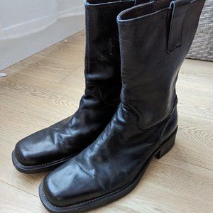 Kenneth Cole Reaction Leather Boots Black Size 12D (Fits Like 13)